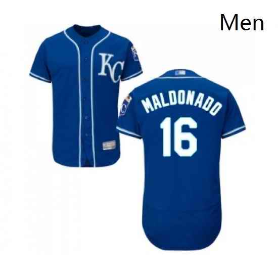 Mens Kansas City Royals 16 Martin Maldonado Royal Blue Alternate Flex Base Authentic Collection Baseball Jersey